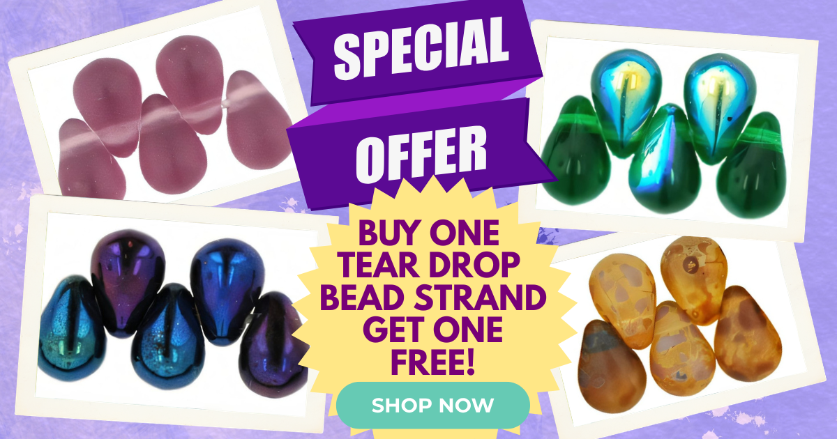 Czech Glass Teardrop Beads Buy One Strand Get One FREE!